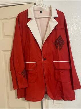 White and Red Contrast-Trim Sport Coat Blazer NWOT XXL